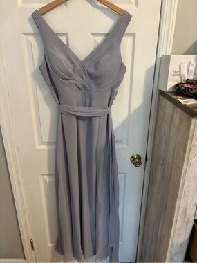 Azazie Alva Style Elegant V-Neck Chiffon Maxi Dress in Dusty Lavender